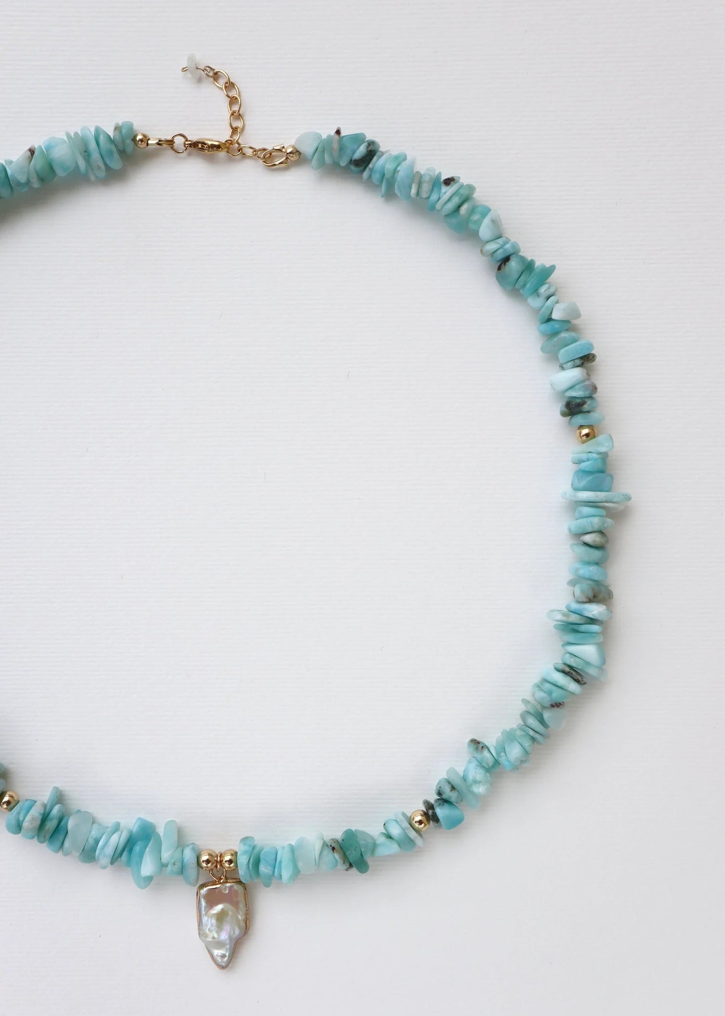 Aquamarine Necklace | Mother of Pearl Pendant | Clarity & Intuition