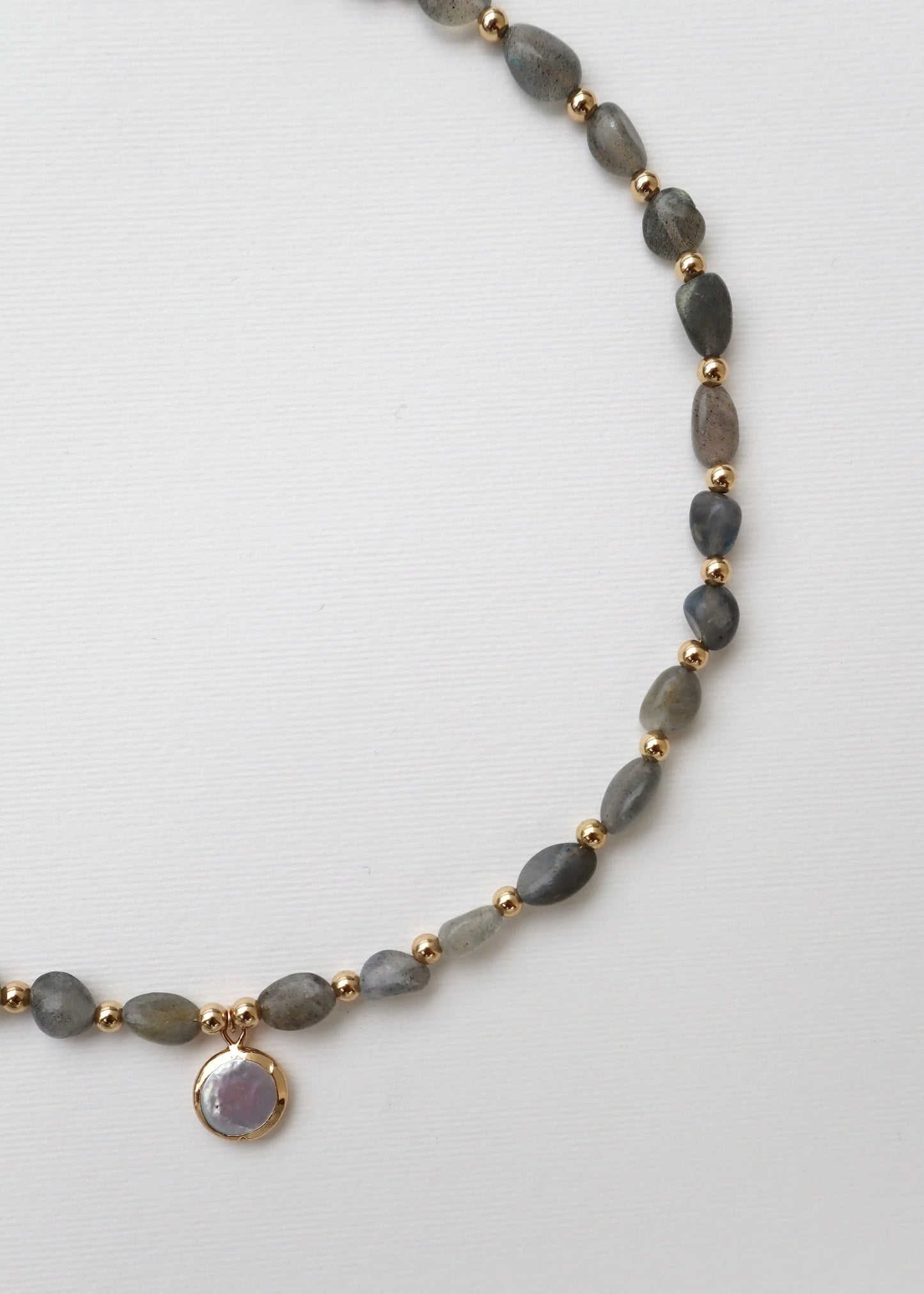 Labradorite Necklace | Mother of Pearl Pendant | Transformation & Intuition