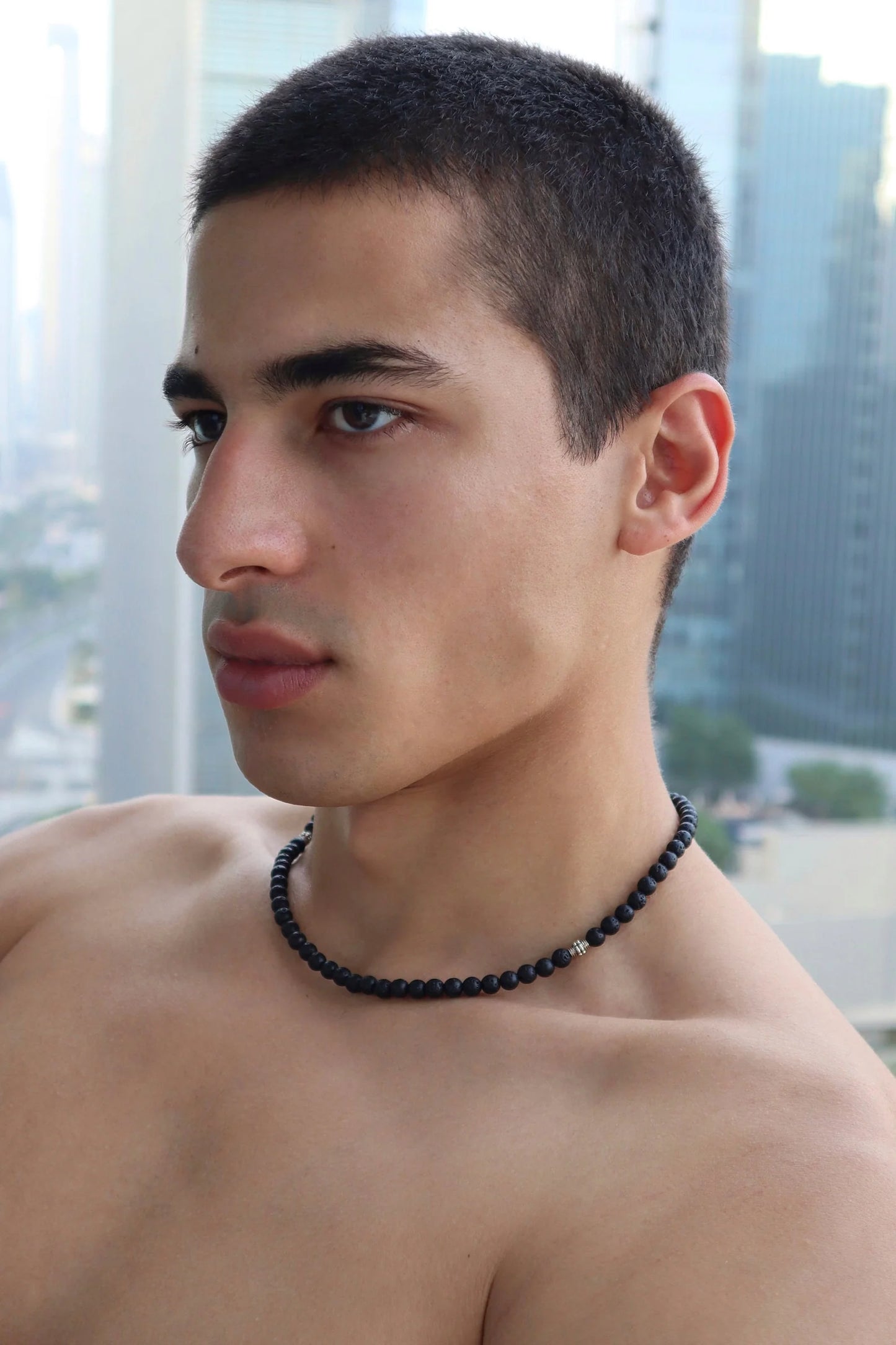 Mens Lava Stone Necklace | Grounding & Emotional Strength