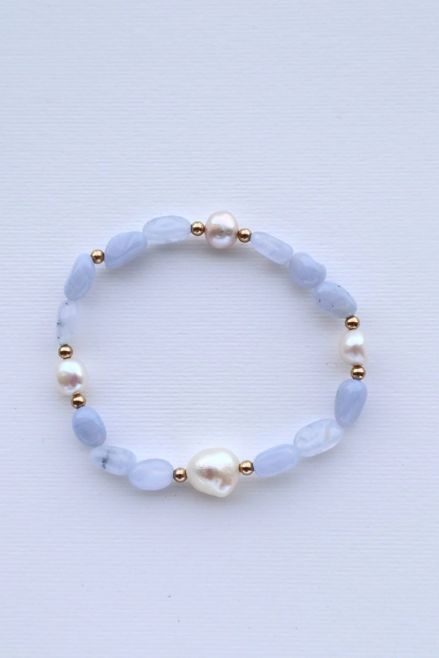 Blue Lace Agate Bracelet | 14k gold-filled | Calm Communication & Emotional Balance