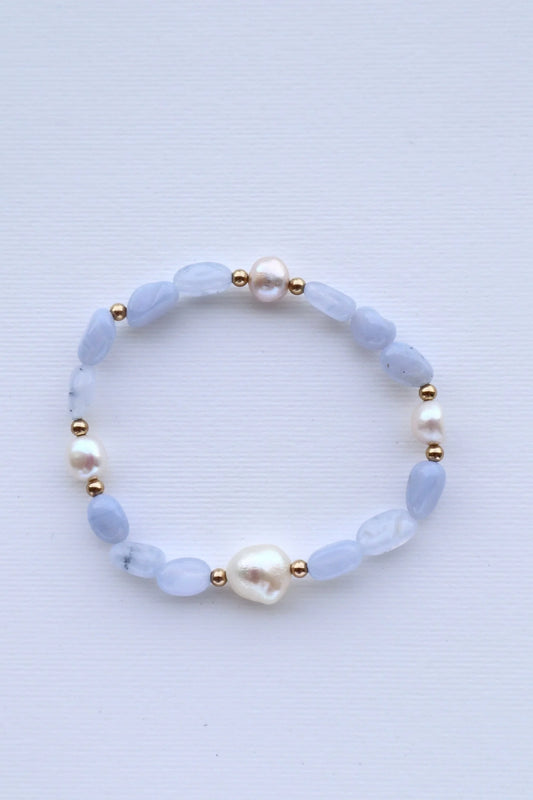 Blue Lace Agate Bracelet | 14k gold-filled | Calm Communication & Emotional Balance