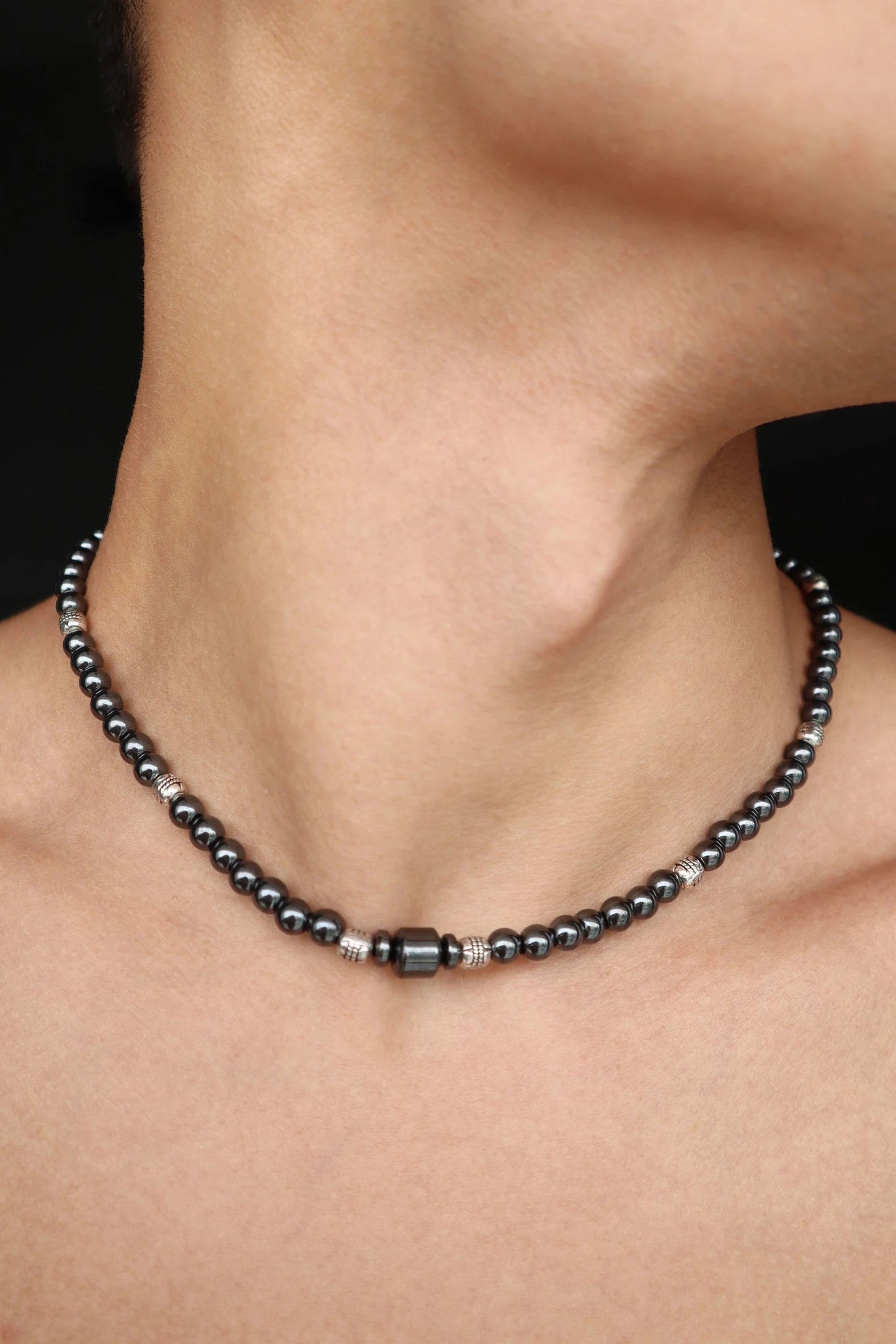 Mens Shungite beaded Necklace | Protection & Grounding