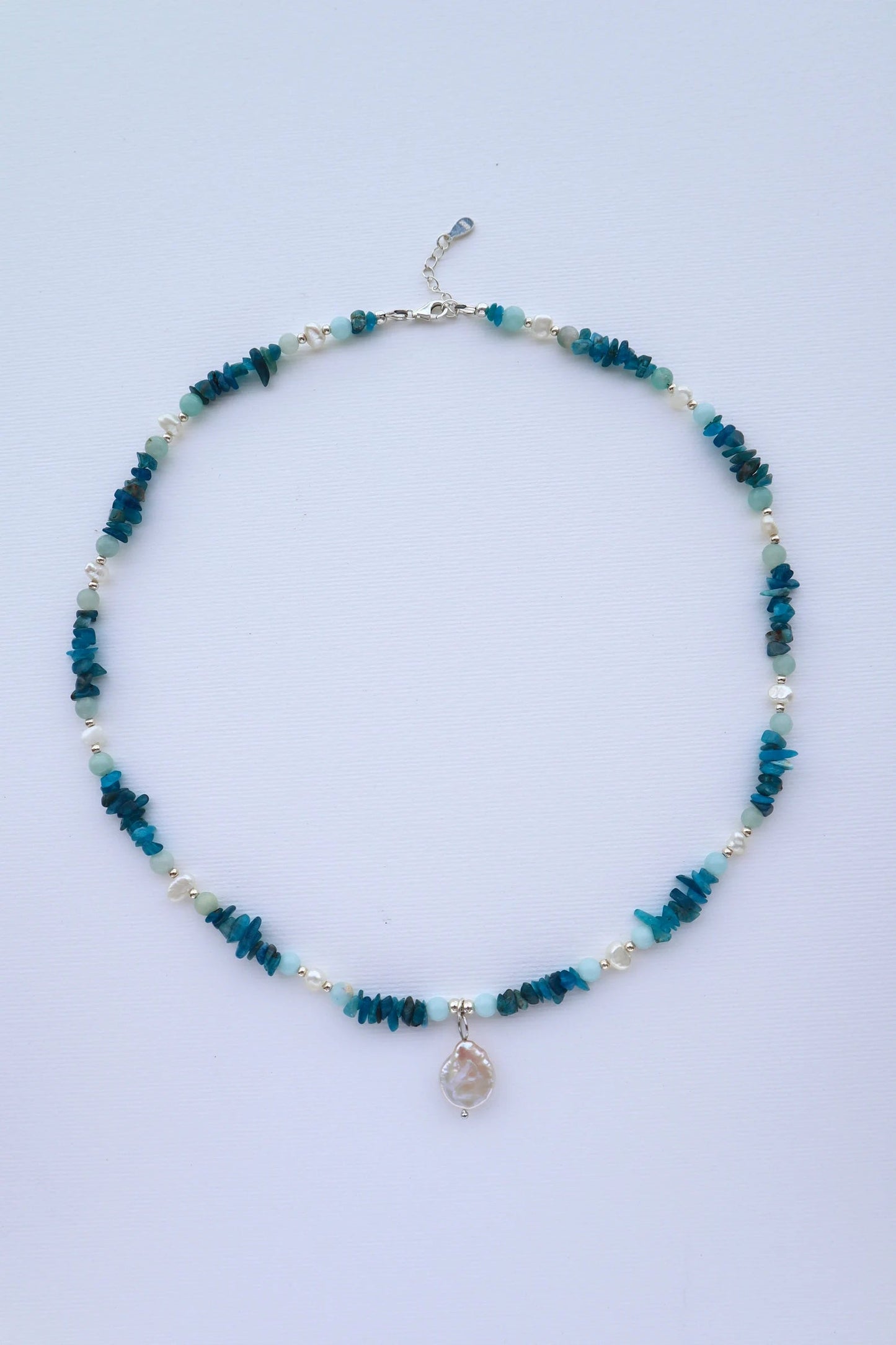 Aquamarine & Amazonite Necklace | Freshwater Pearls | Calm & Clarity