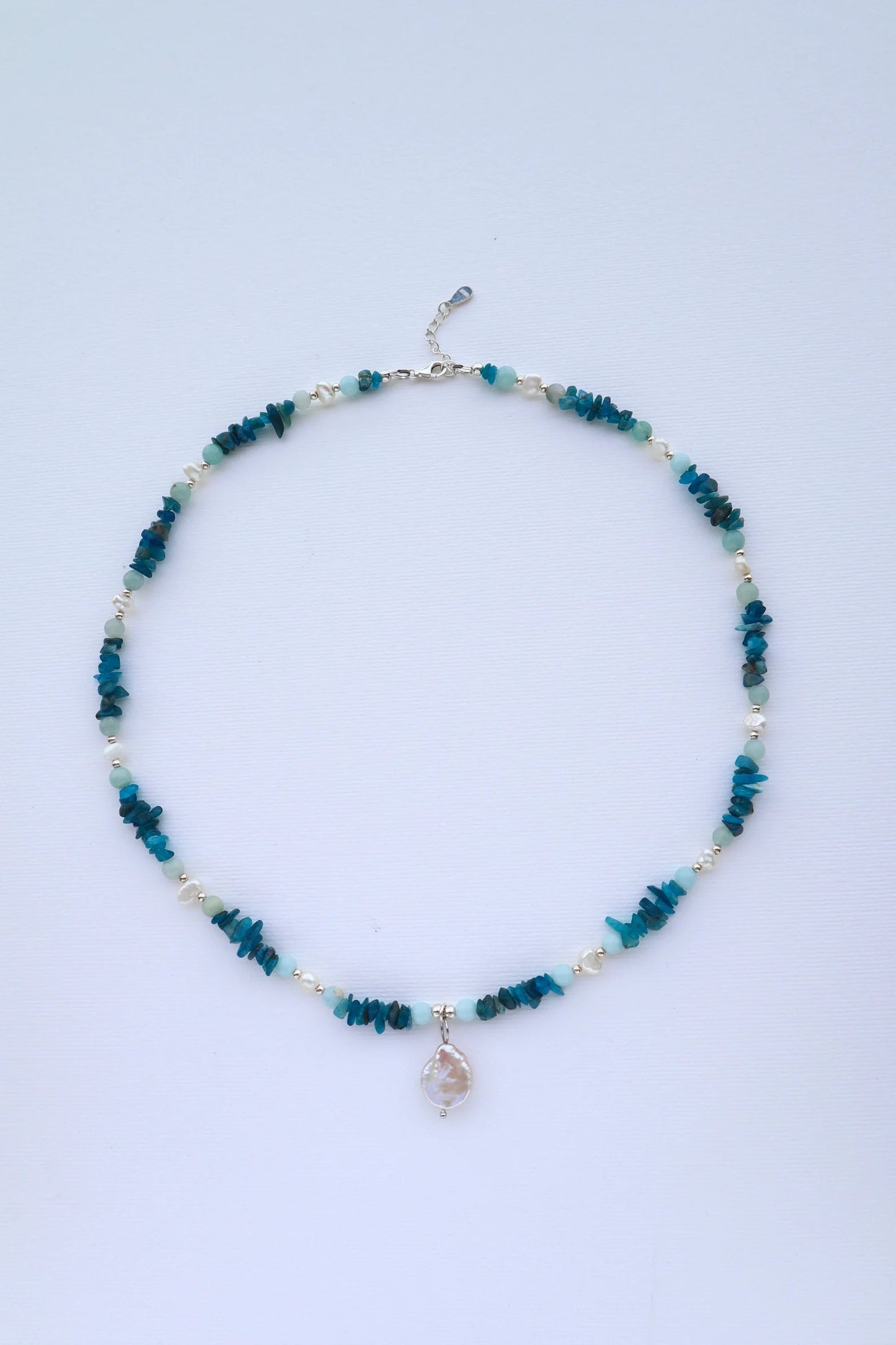 Aquamarine & Amazonite Necklace | Freshwater Pearls | Calm & Clarity