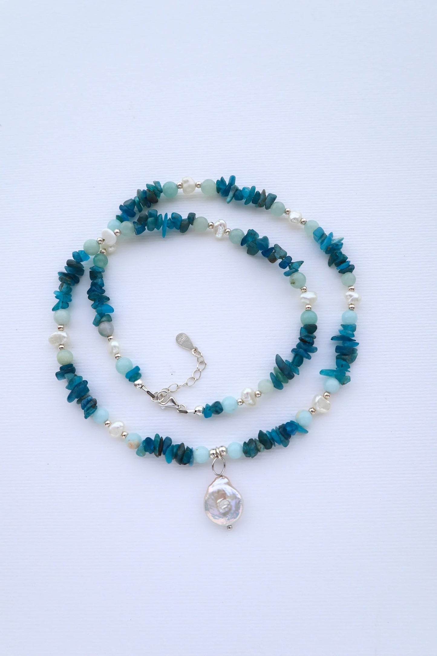 Aquamarine & Amazonite Necklace | Freshwater Pearls | Calm & Clarity