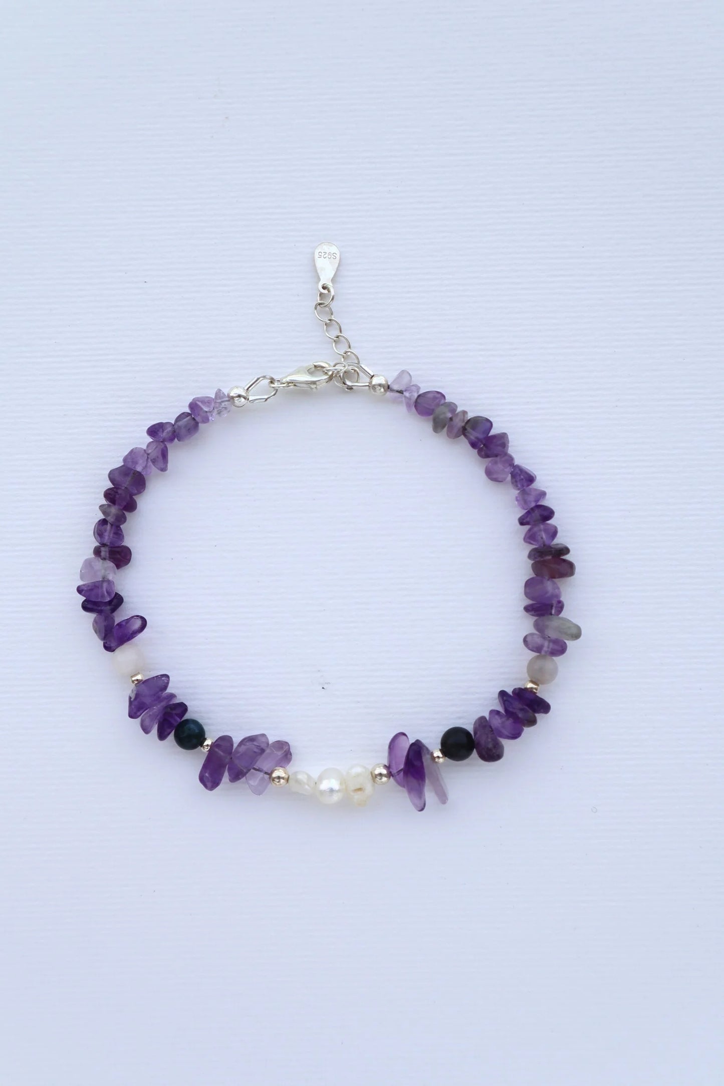 Amethyst & Indian Agate Bracelet | Freshwater Pearls | Emotional Stability & Spiritual Awareness