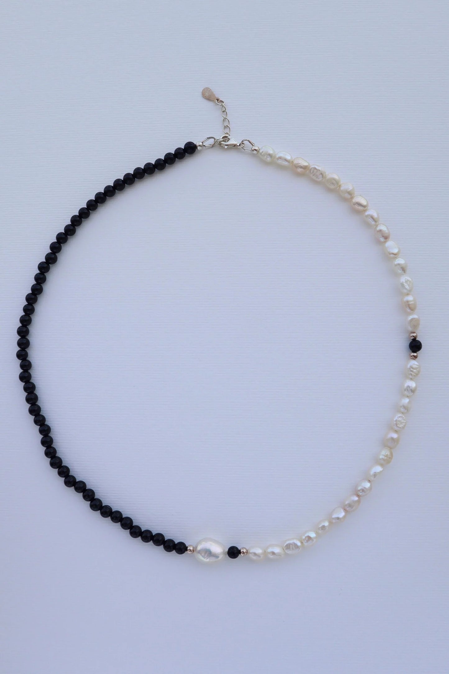 Onyx & Freshwater Pearl Necklace | Protection & Emotional Balance