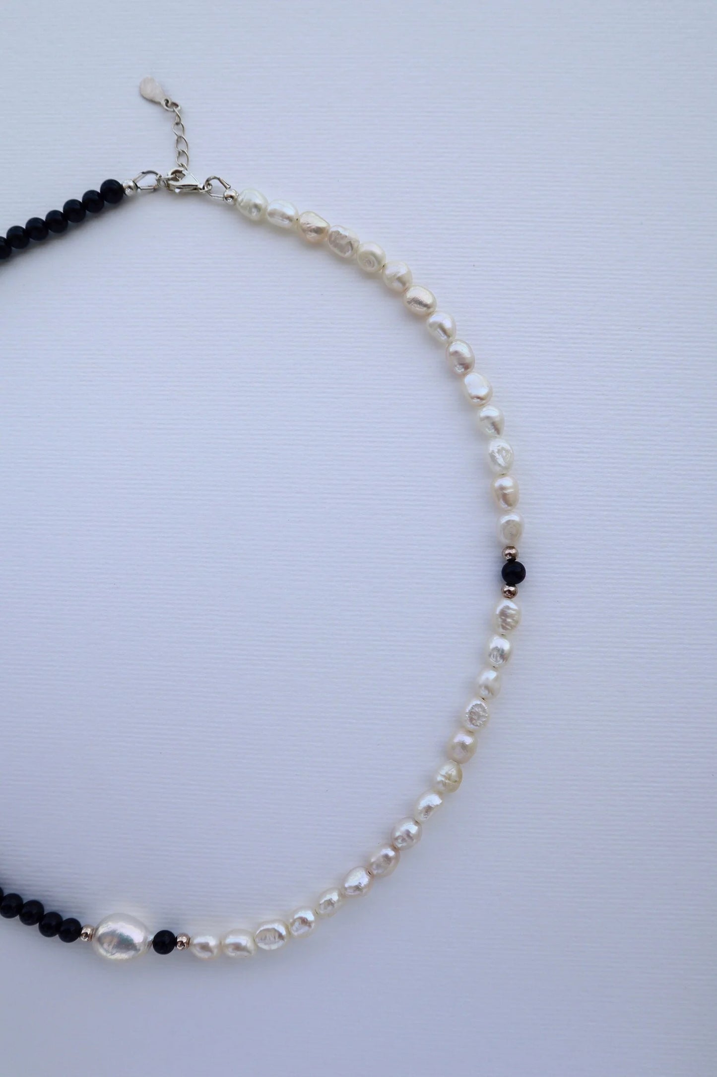 Onyx & Freshwater Pearl Necklace | Protection & Emotional Balance