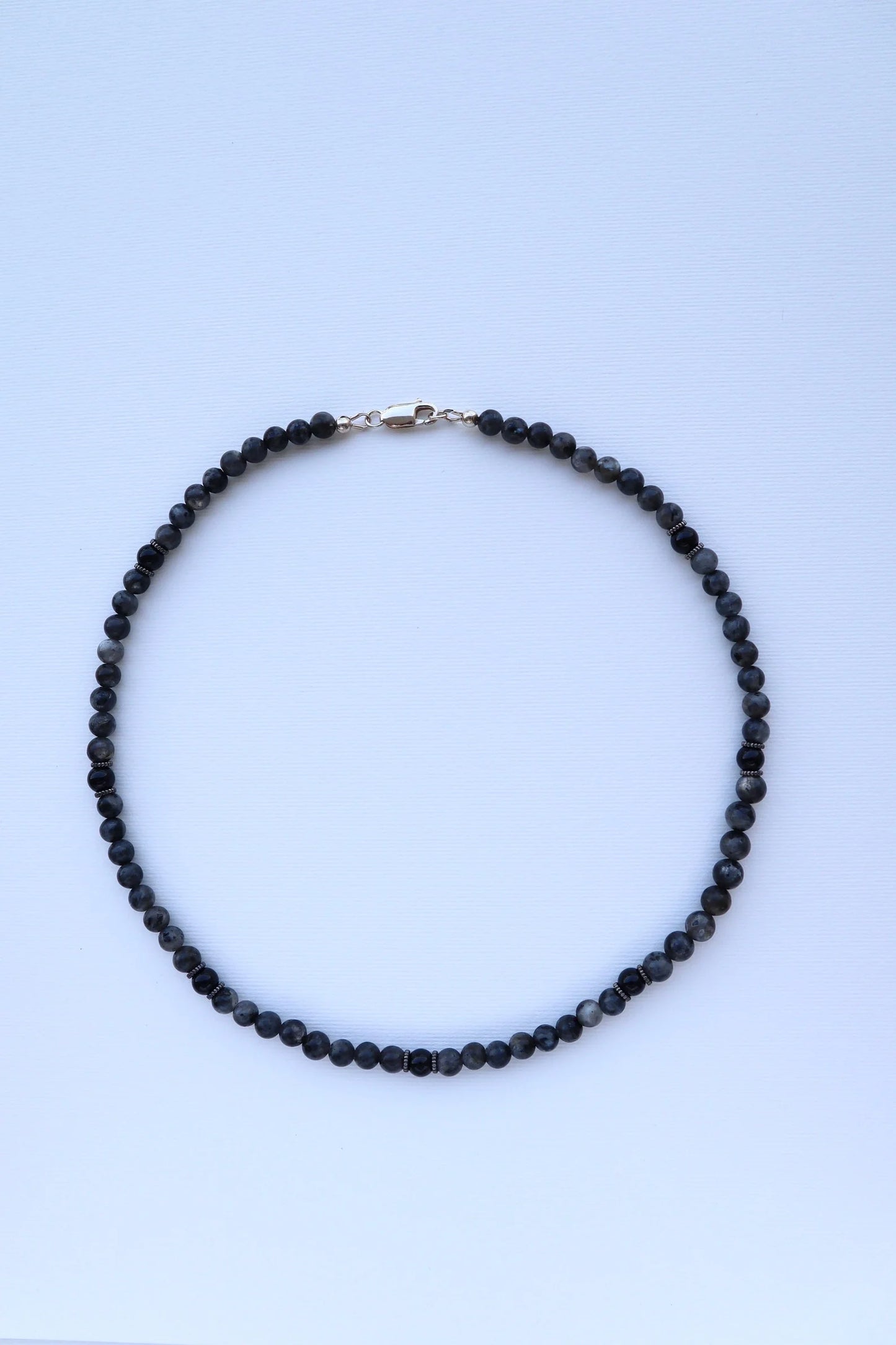 Mens Labradorite & Onyx beaded Necklace | Protection & Intuition