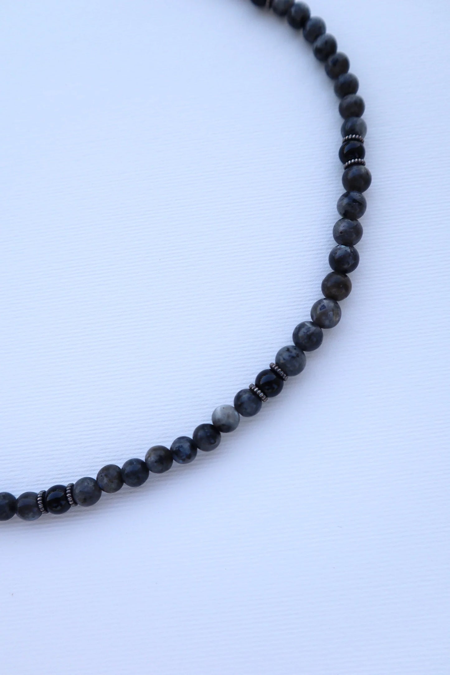 Mens Labradorite & Onyx beaded Necklace | Protection & Intuition