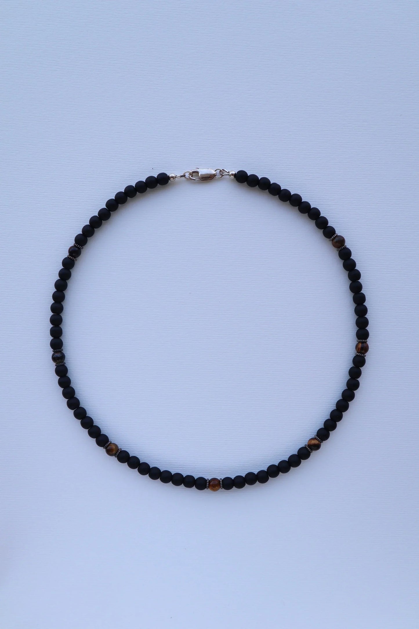 Mens Tiger’s Eye & Onyx beaded Necklace