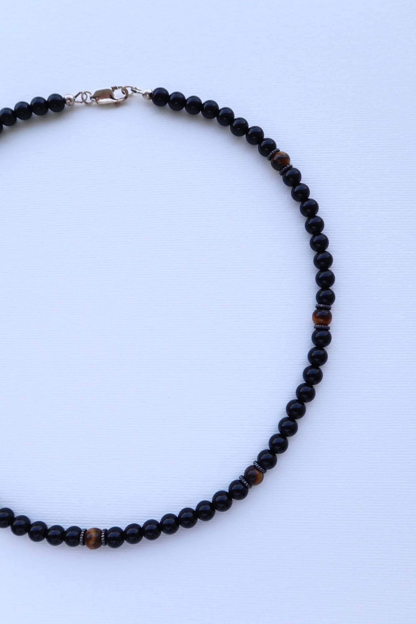 Mens Tiger’s Eye & Onyx beaded Necklace | Confidence & Protection