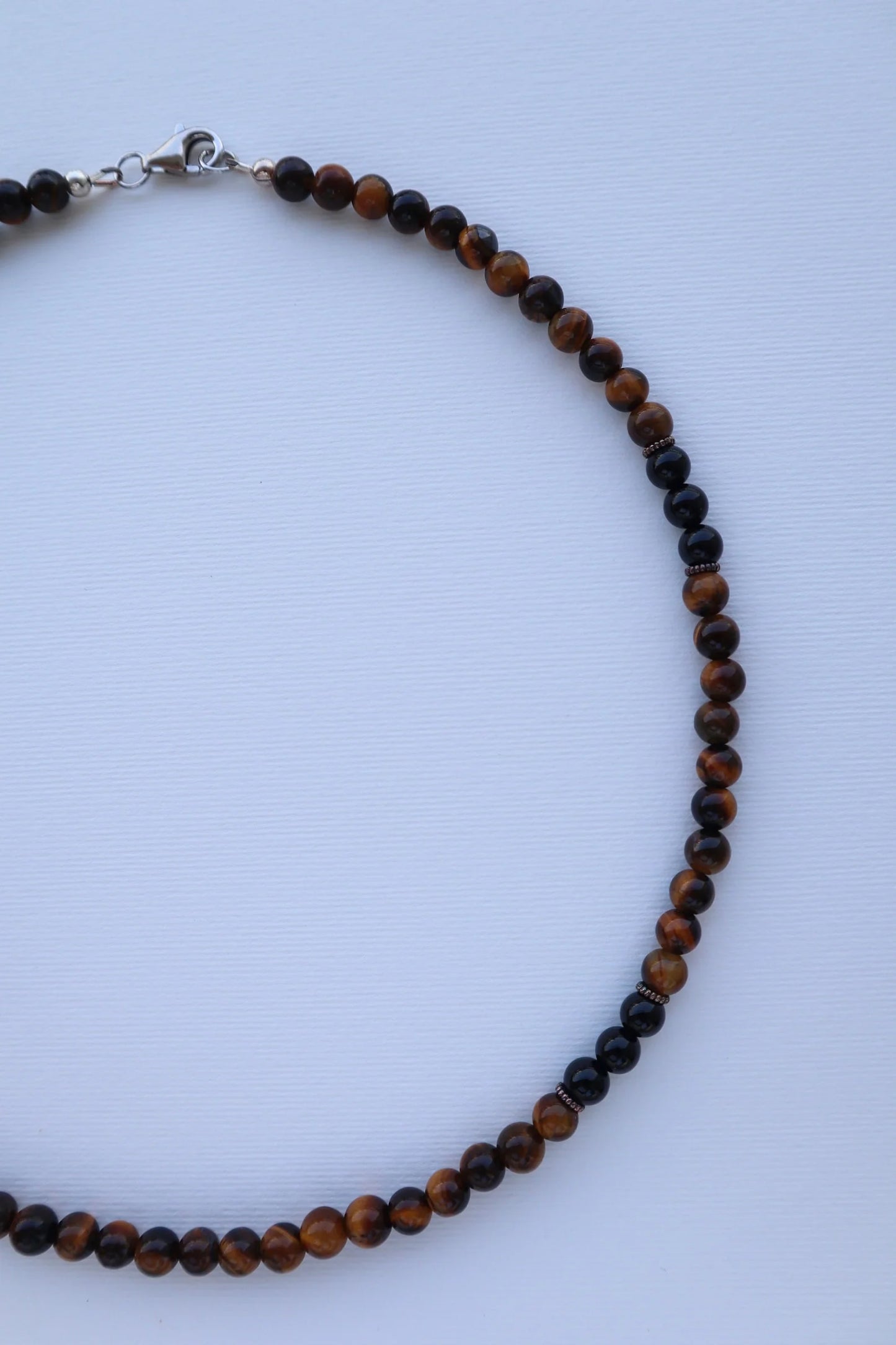 Mens Tiger’s Eye & Onyx beaded Necklace |  Confidence & Protection