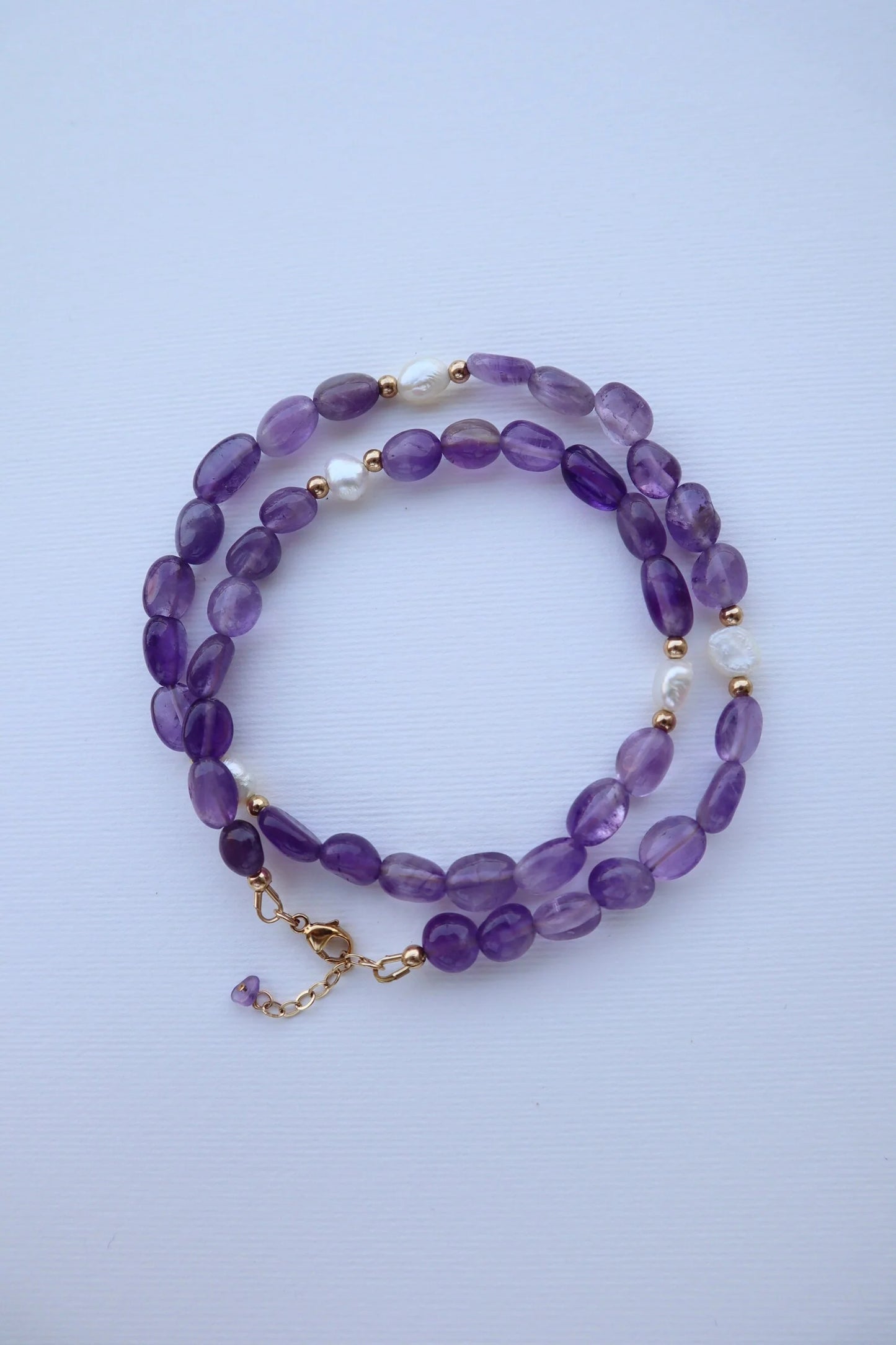 Amethyst & Freshwater Pearls Necklace | Protection & Peace
