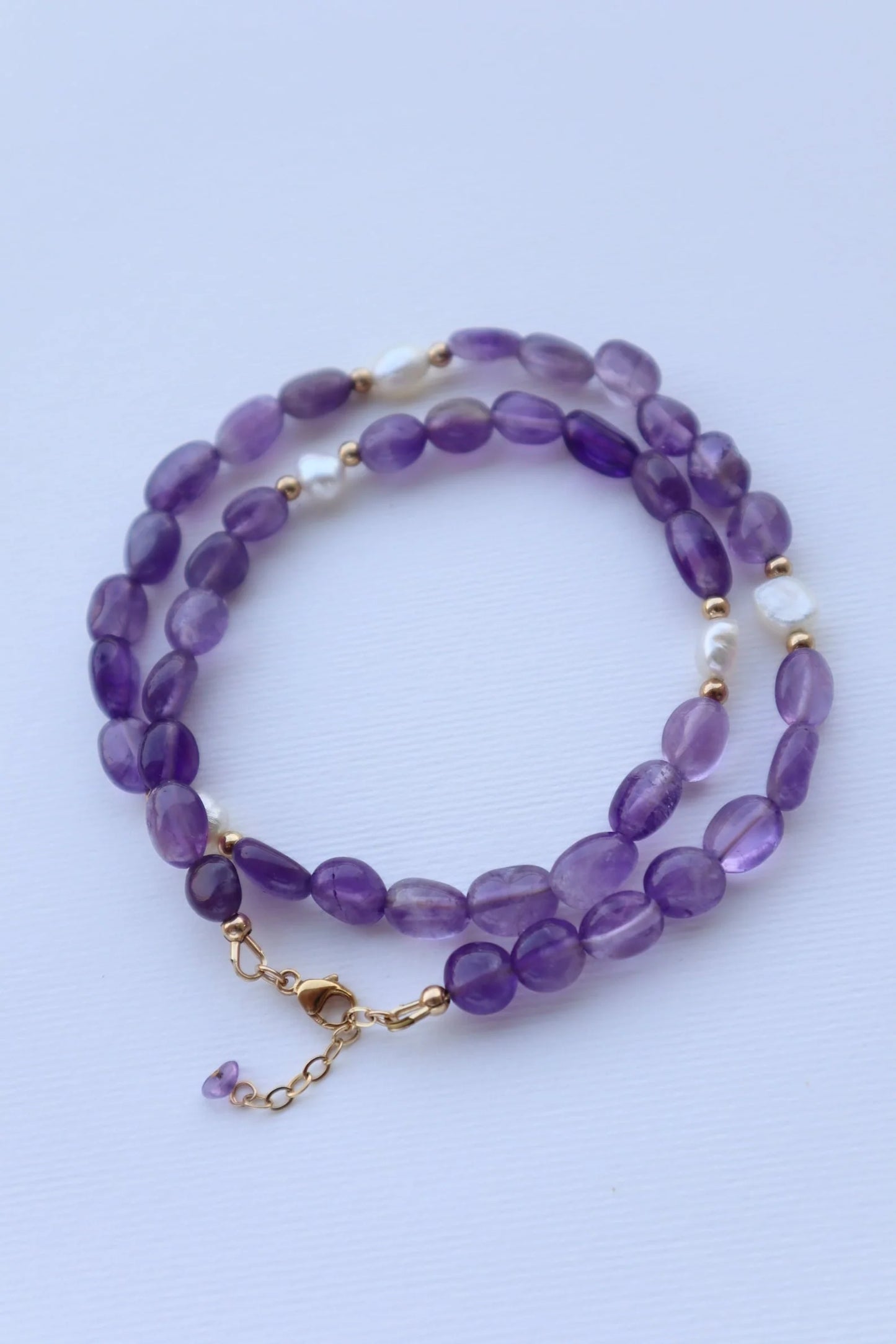Amethyst & Freshwater Pearls Necklace | Protection & Peace