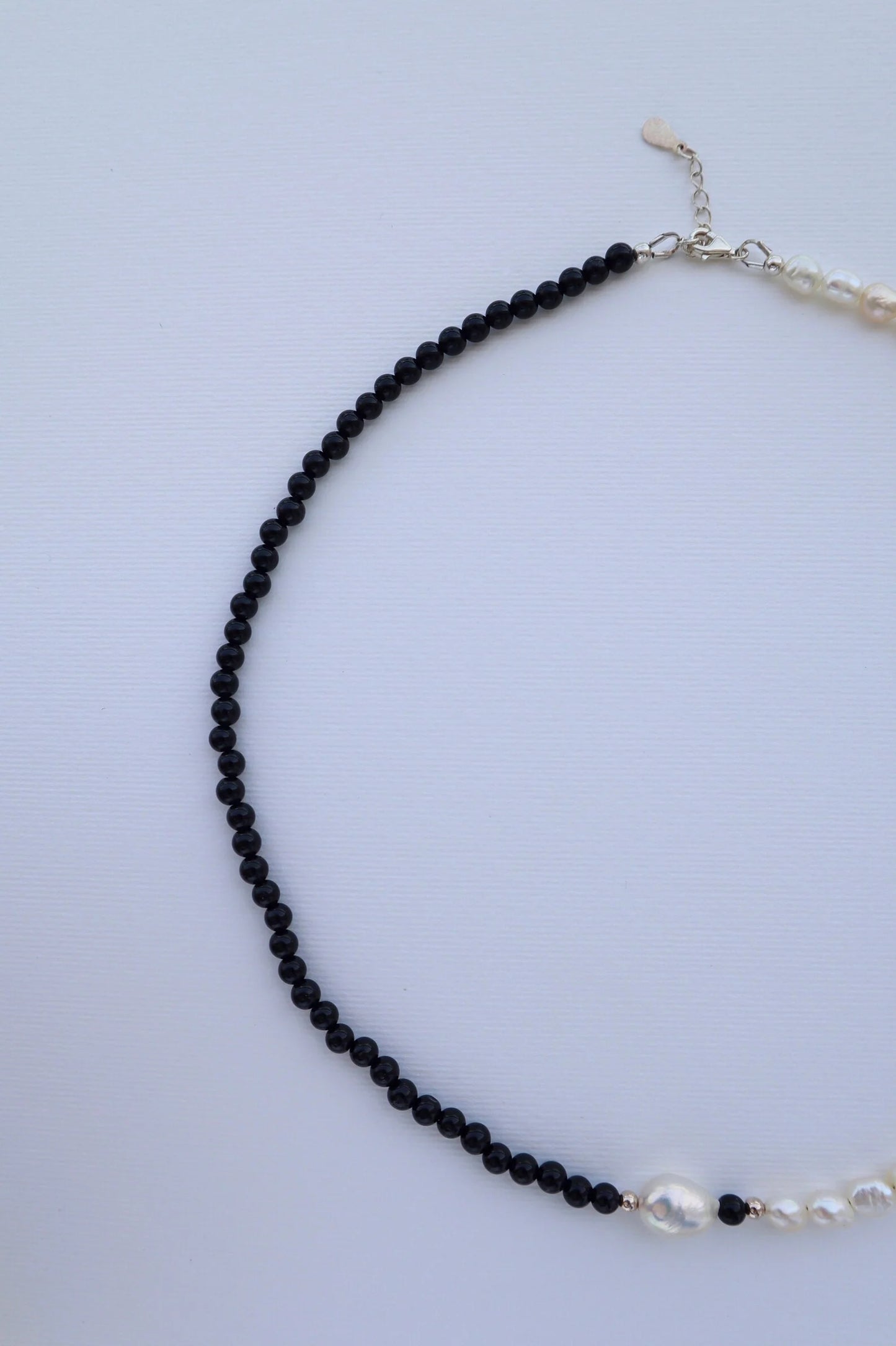 Onyx & Freshwater Pearl Necklace | Protection & Emotional Balance