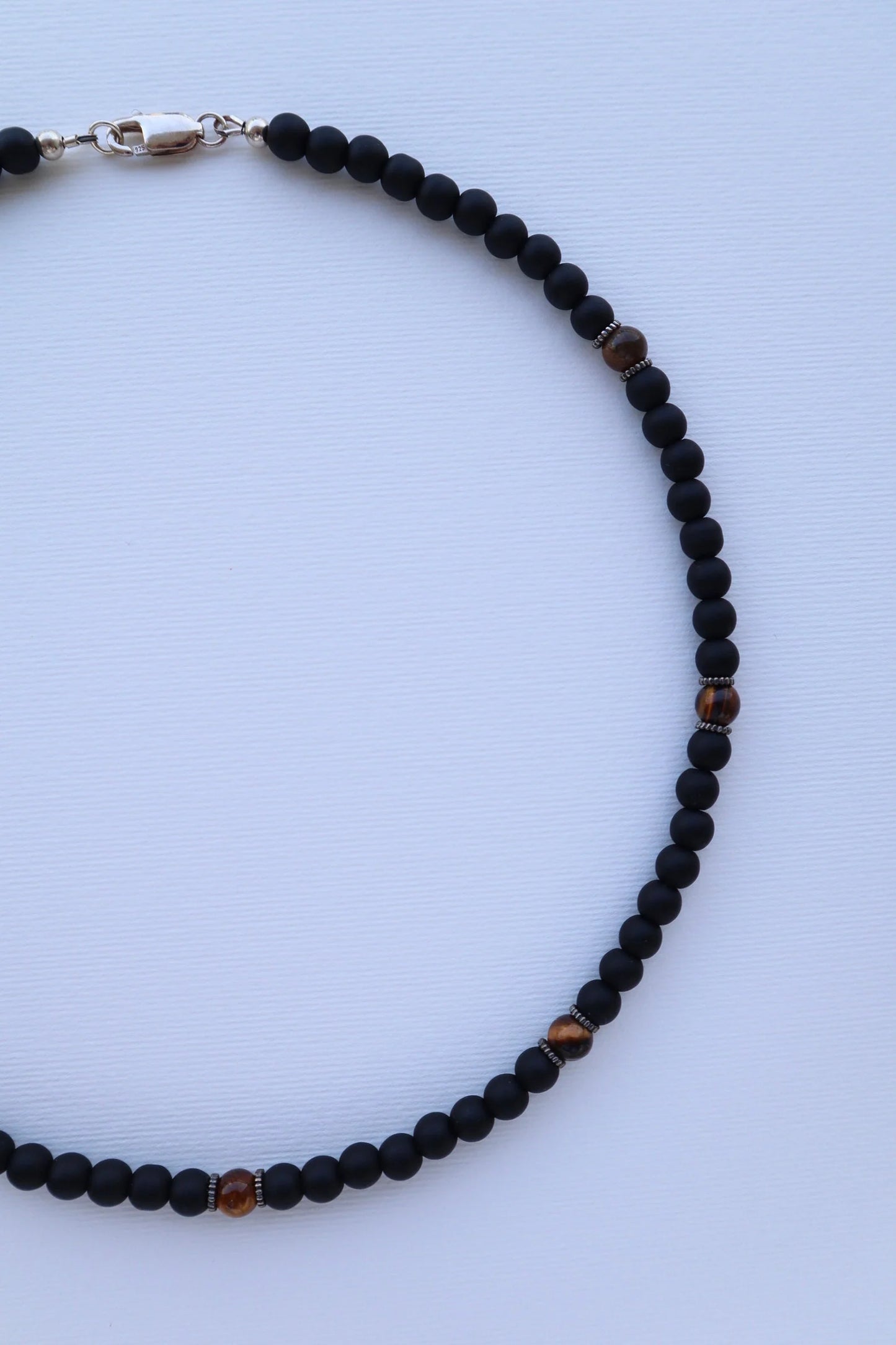 Mens Tiger’s Eye & Onyx beaded Necklace
