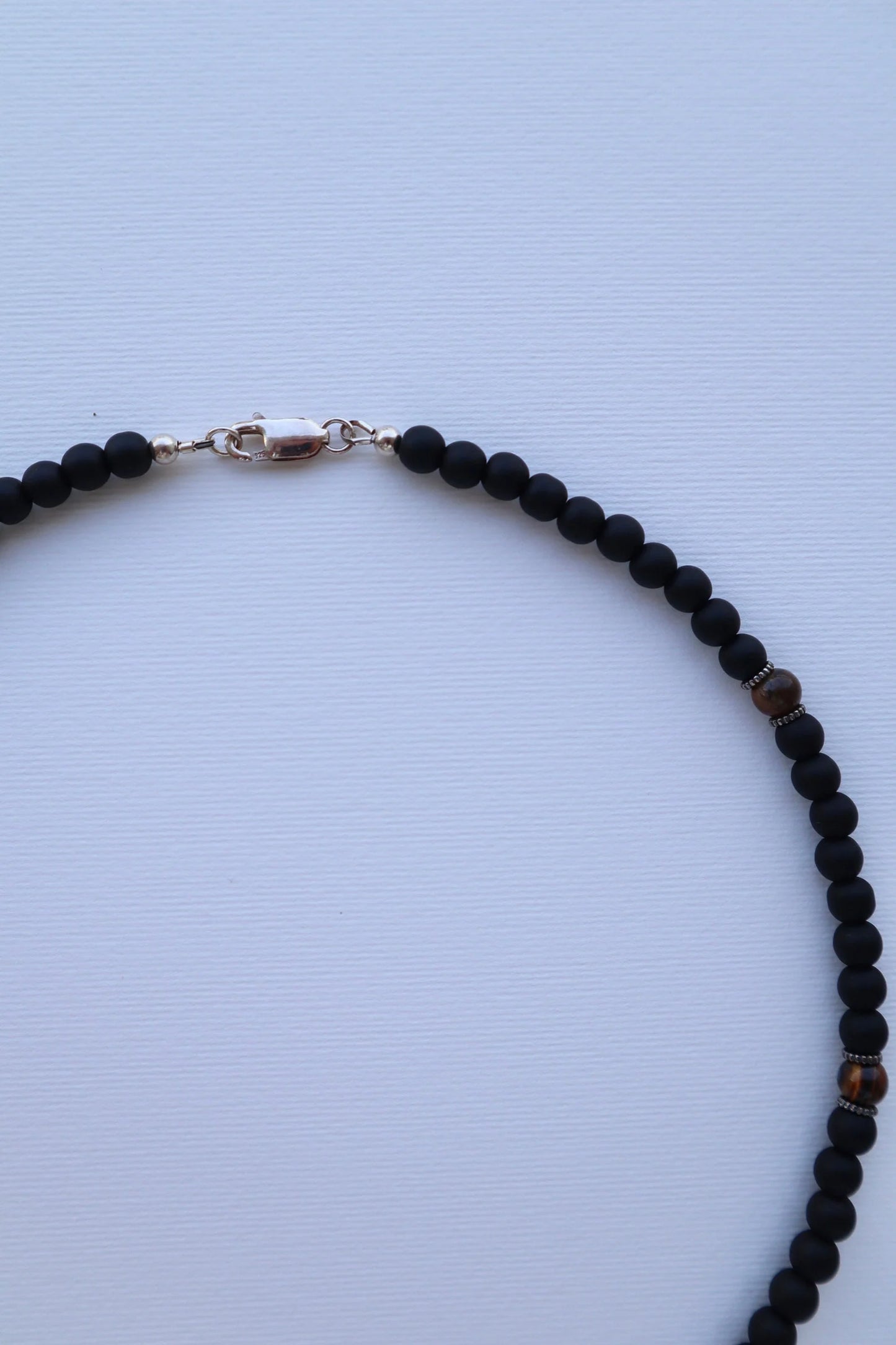 Mens Tiger’s Eye & Onyx beaded Necklace