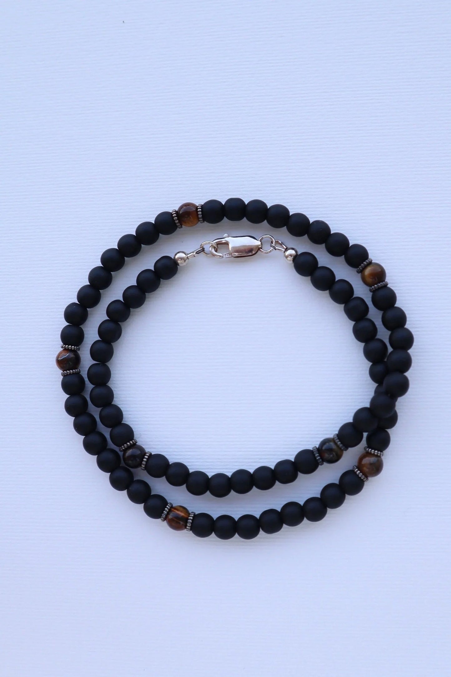 Mens Tiger’s Eye & Onyx beaded Necklace
