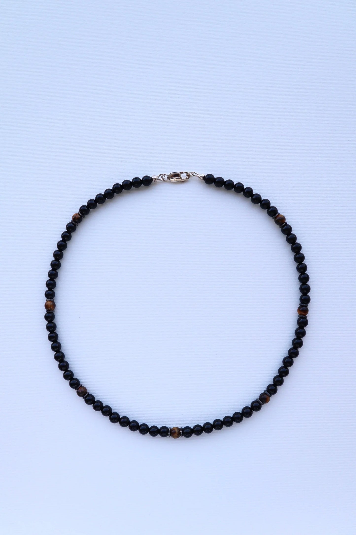 Mens Tiger’s Eye & Onyx beaded Necklace | Confidence & Protection
