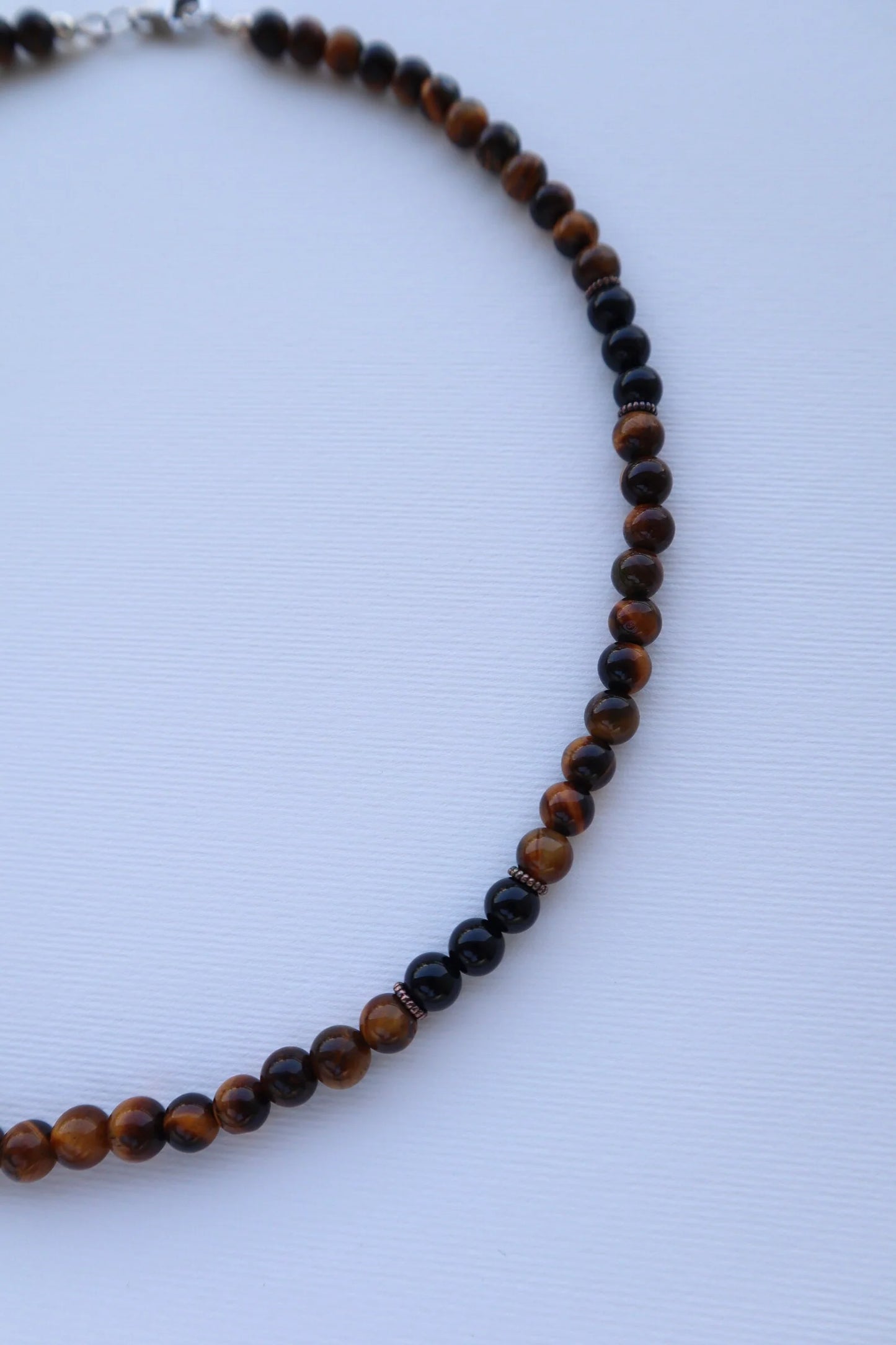 Mens Tiger’s Eye & Onyx beaded Necklace |  Confidence & Protection