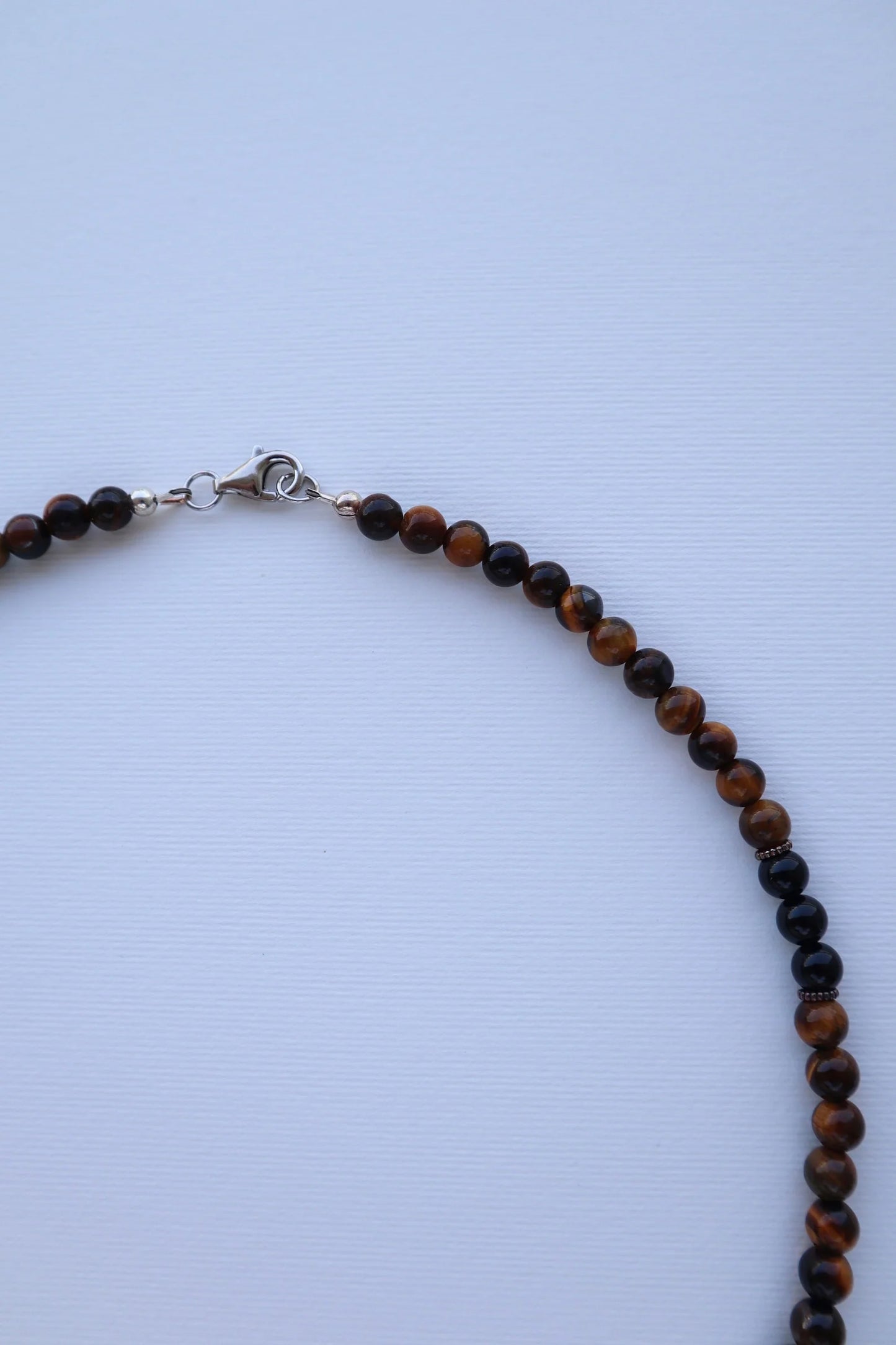 Mens Tiger’s Eye & Onyx beaded Necklace |  Confidence & Protection
